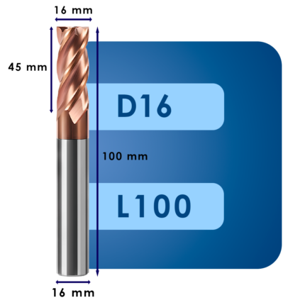 Фреза твердосплавная d16*c45*p55*d16*z4*l100