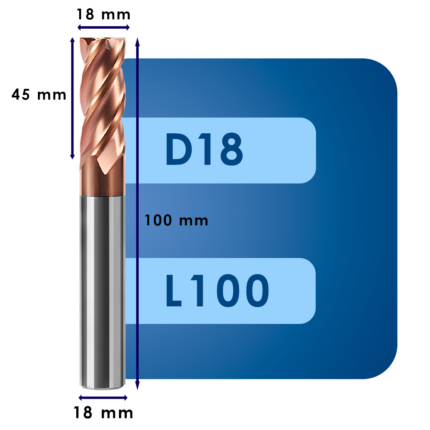 Фреза твердосплавная d18*c45*p55*d18*z4*l100