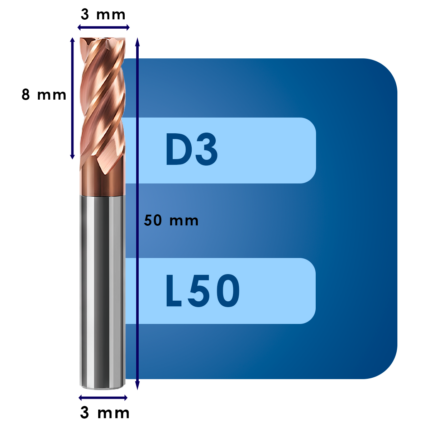 Фреза твердосплавная d3*c8*p55*d3*z4*l50