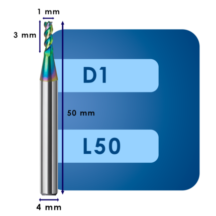 Фреза твердосплавная d1*c3*p58*d4*z3*l50 al