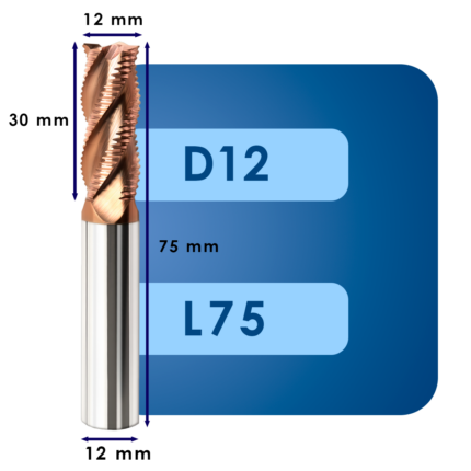 Фреза черновая твердосплавная d12*c30*p55*d12*z4*l75*r