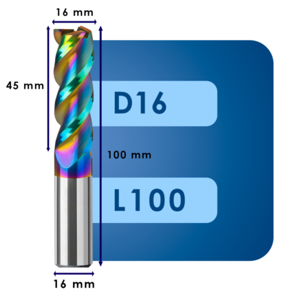 Фреза твердосплавная d16*c45*p58*d16*z3*l100 al