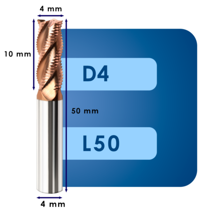Фреза черновая твердосплавная d4*c10*p55*d4*z4*l50*r
