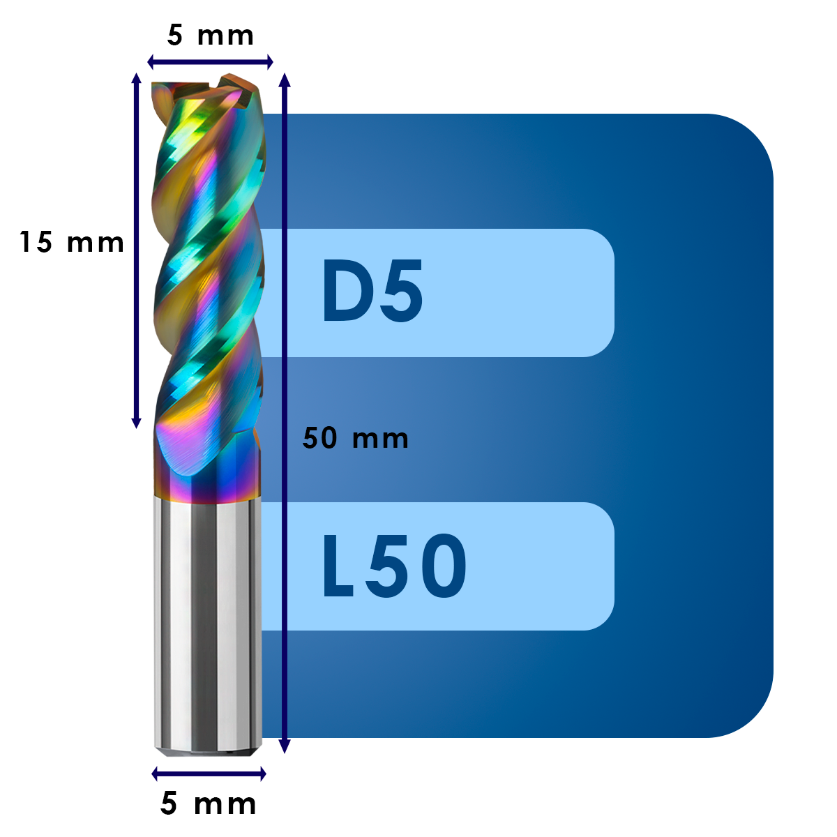 D5 L50 Фреза твердосплавная d5*c15*p58*d5*z3*l50 al