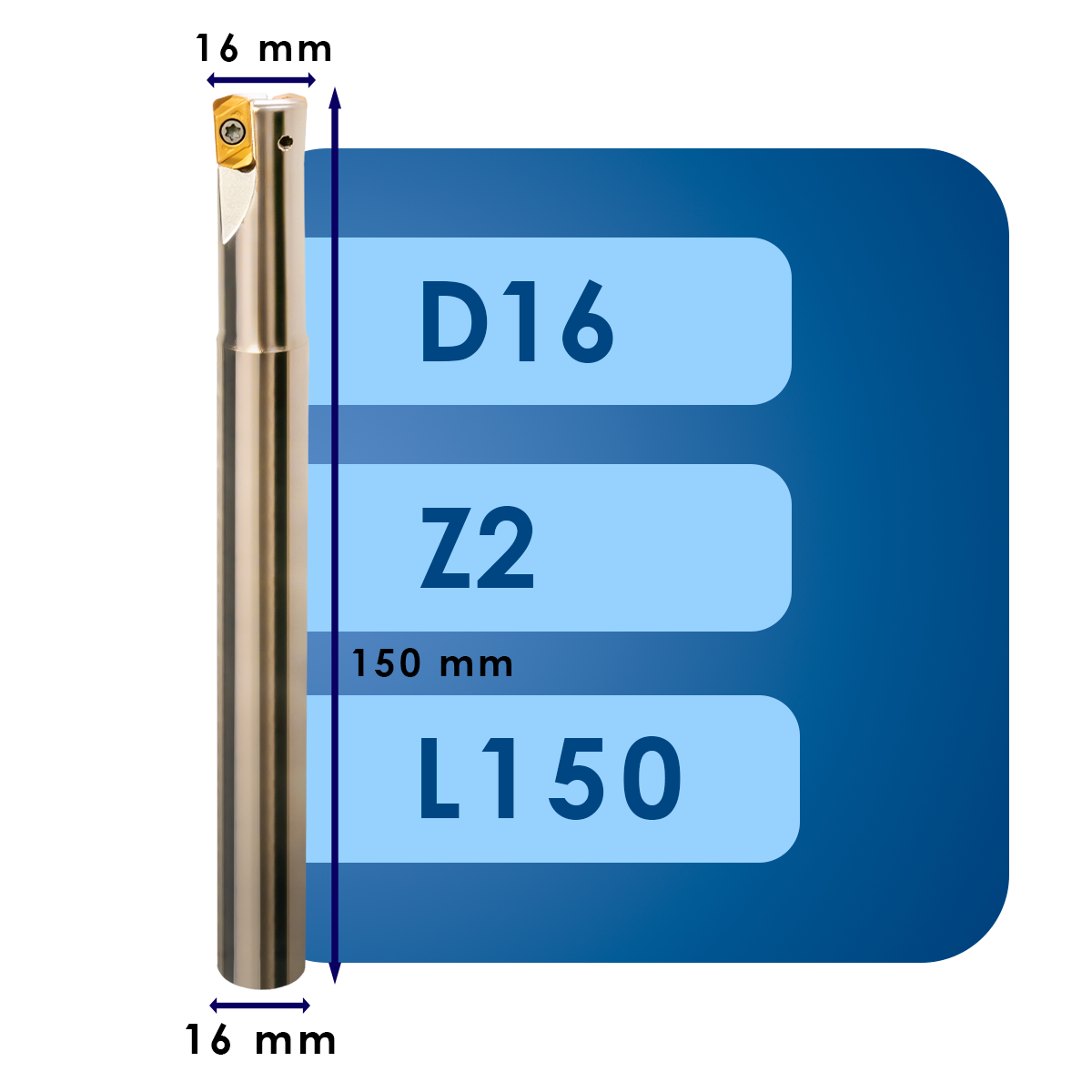 D16 L150 Корпус фрезы lnmu03*d16*d16*z2*l150