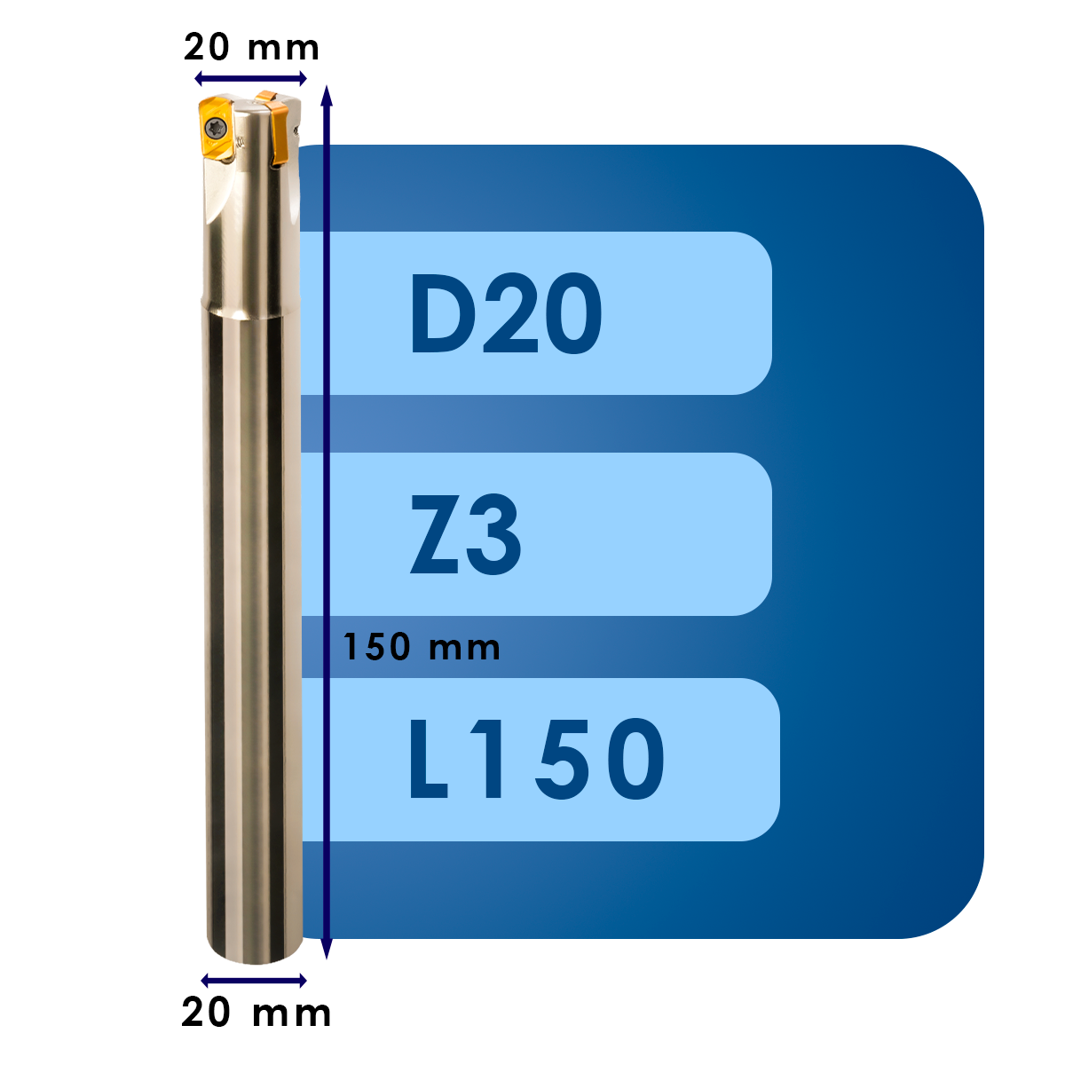 D20 L150 Корпус фрезы lnmu03*d20*d20*z3*l150