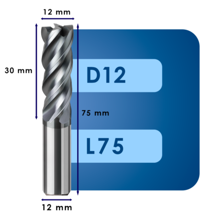 Фреза твердосплавная d12*c30*p70*d12*z4*l75