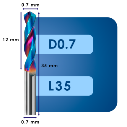 Сверло твердосплавное svd0.7*c12*p60*d0.7*z2*l35