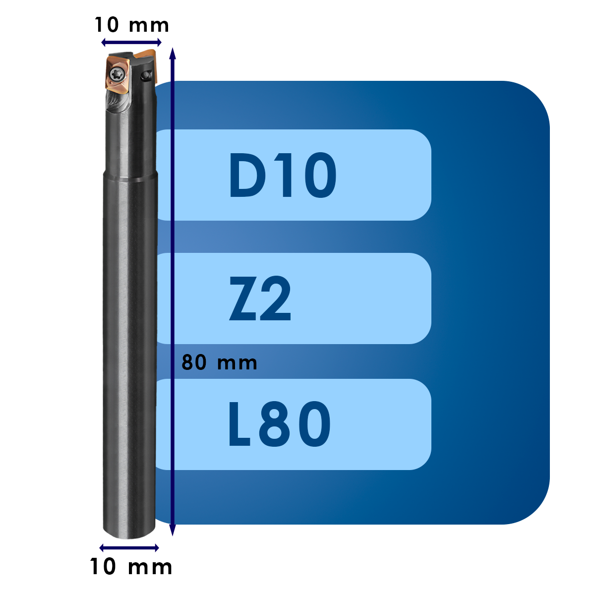 D10 L80 Корпус фрезы admt07*d10*d10*z2*l80