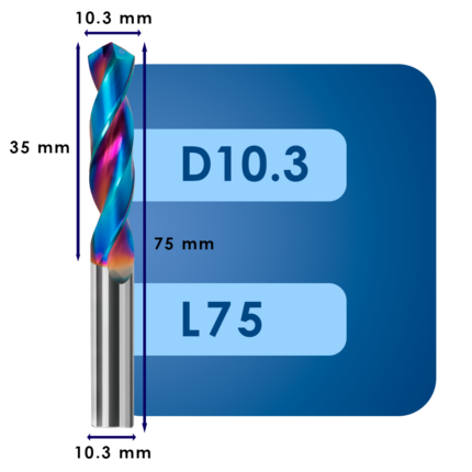 Сверло твердосплавное svd10.3*c35*p60*d10.3*z2*l75