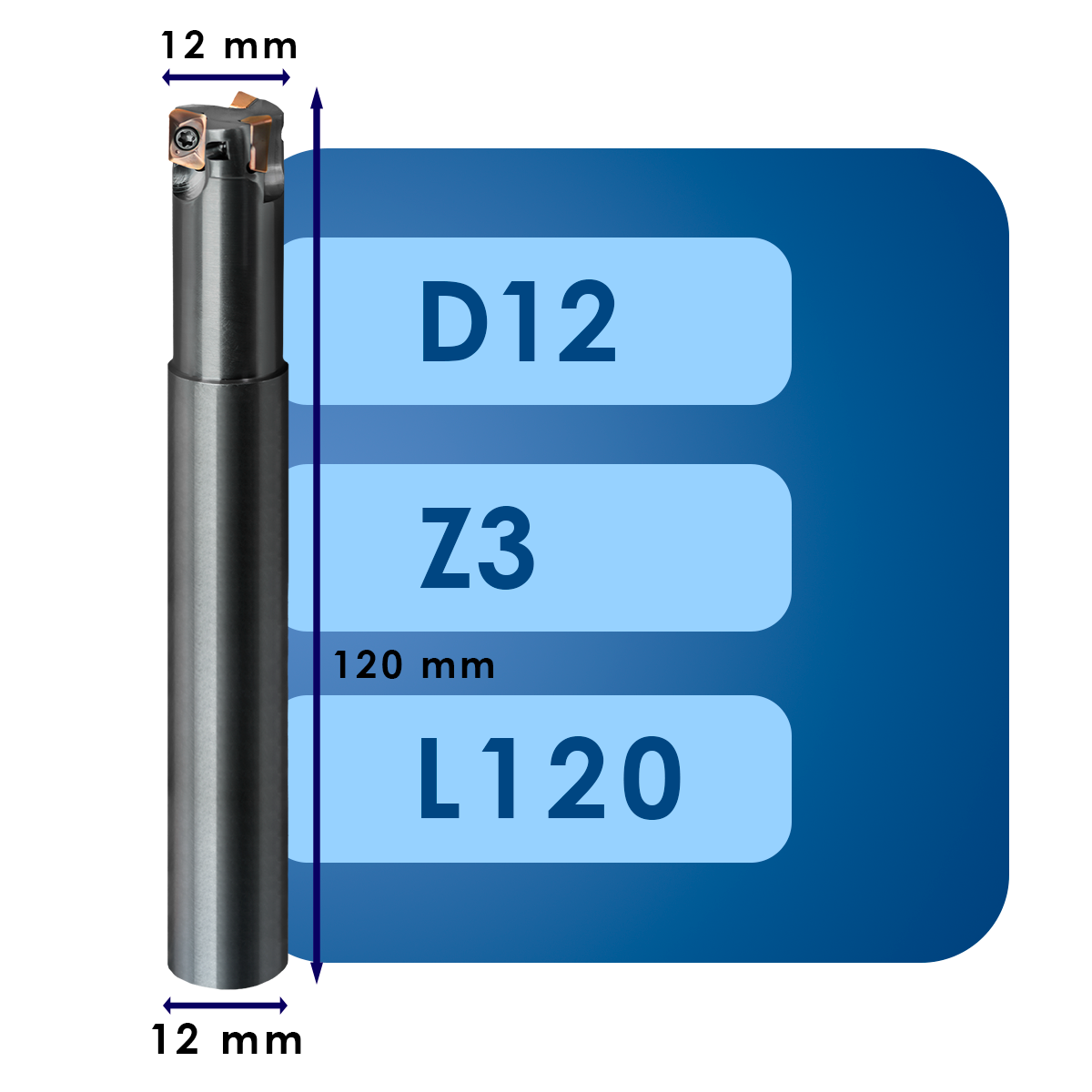 D12 L120 Корпус фрезы admt07*d12*d12*z3*l80