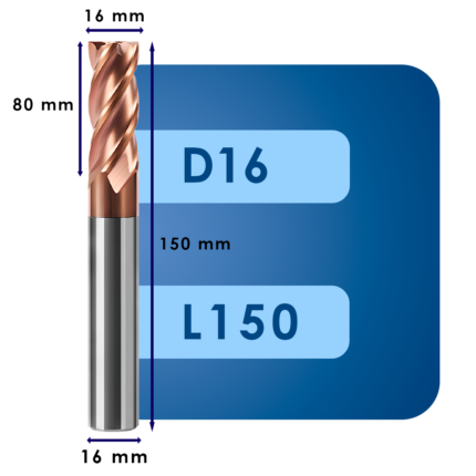 Фреза твердосплавная d16*c80*p55*d16*z4*l150
