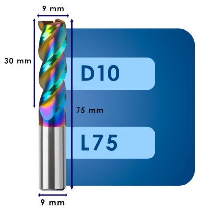 Фреза твердосплавная d9*c30*p58*d10*z3*l75 al