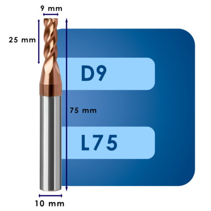 Фреза твердосплавная d9*c25*p55*d10*z4*l75