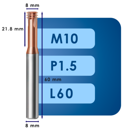 Резьбофреза m10*d8*p1.5*c21.8*p55*d8*cz3*z3*l60