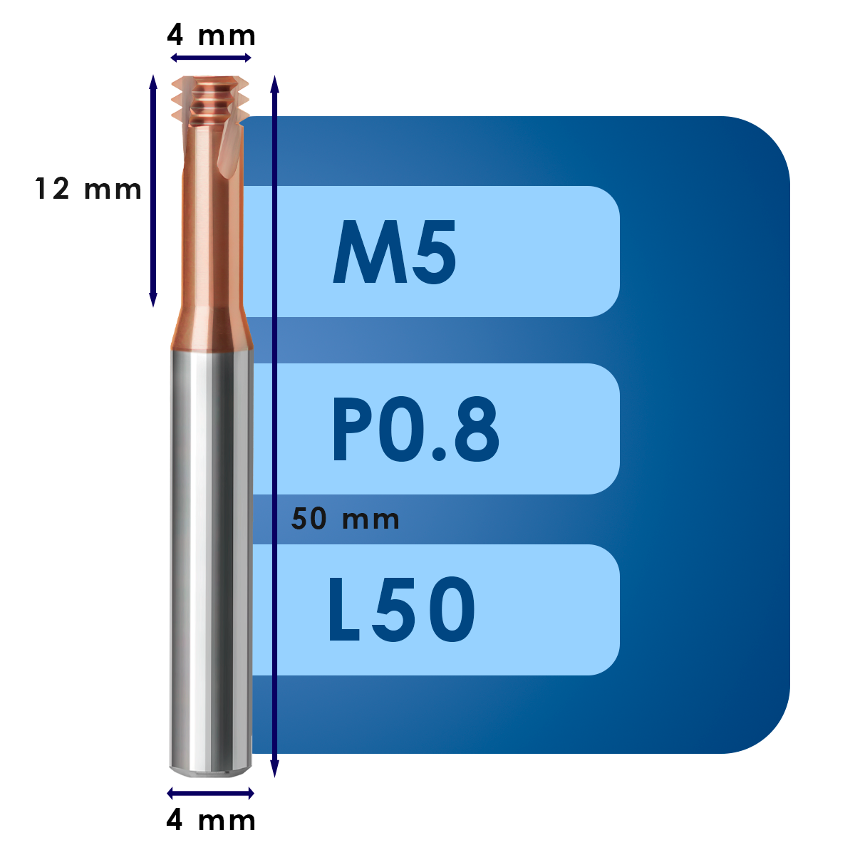 М5 (3) Резьбофреза m5*d4*p0.8*c12*p55*d4*cz3*z3*l50