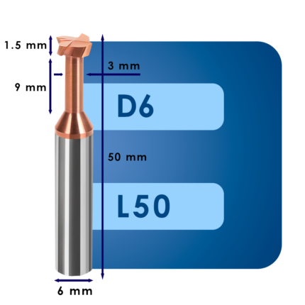Фреза Т образная d6*c1.5*p55*d6*z4*l50*dd3*l9