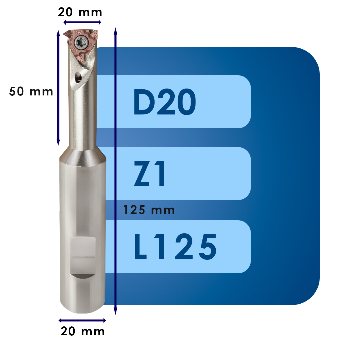 20 Корпус резьбофрезы 16irm*d20*c50*d20*z1*l125