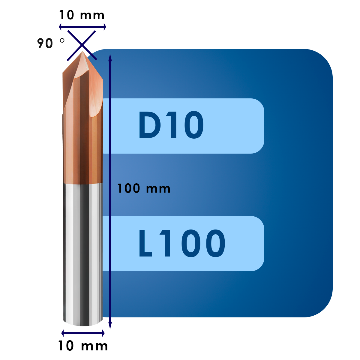 D10 L100 (1) Фасочная фреза d10*ug90*p65*d10*z3*l100