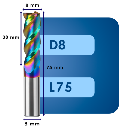 Фреза твердосплавная d8*c30*p58*d8*z3*l75 al