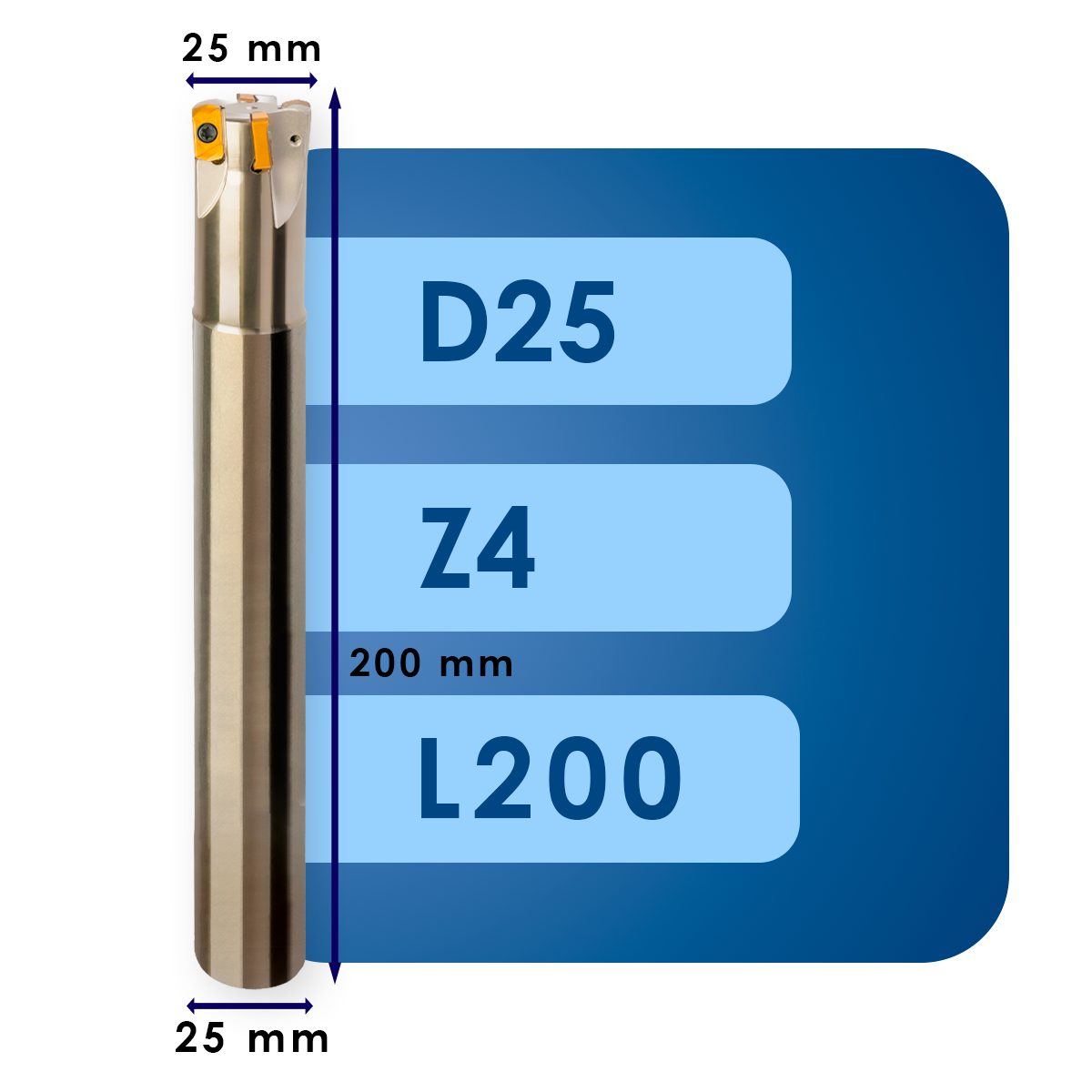D25 L200 Корпус фрезы lnmu03*d25*d25*z4*l200