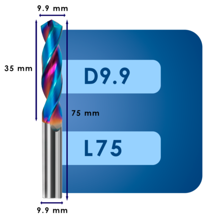 Сверло твердосплавное svd9.9*c35*p60*d9.9*z2*l75