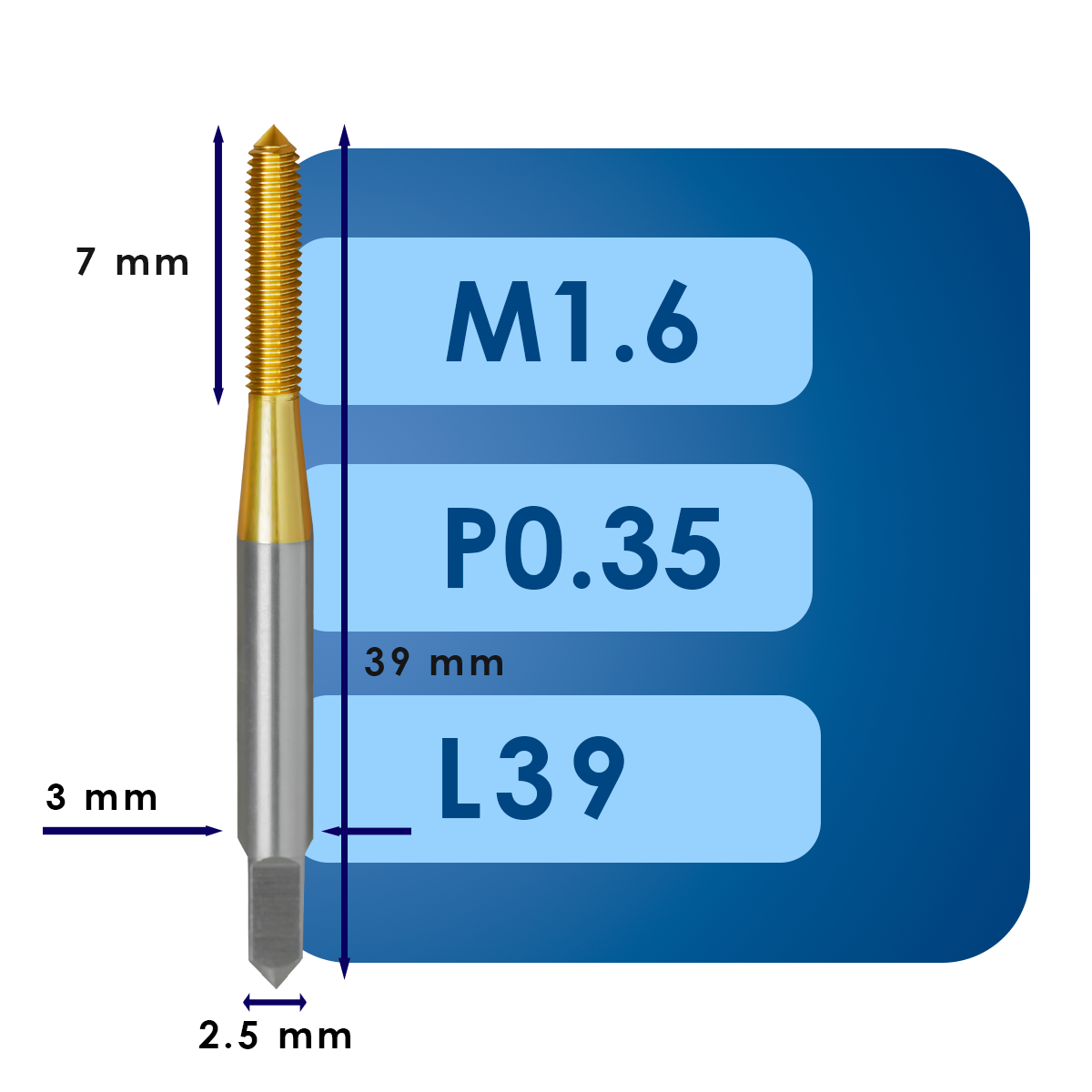 М1.6 (2) Раскатник М1.6*p0.35*c7*l39*d3*c2.5*hss*tin
