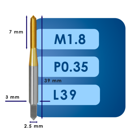 Раскатник М1.8*p0.35*c7*l39*d3*c2.5*hss*tin