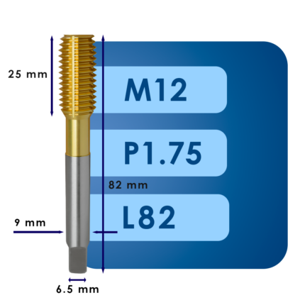 Раскатник m12*p1.75*c25*l82*d9*c6.5*hss*tin