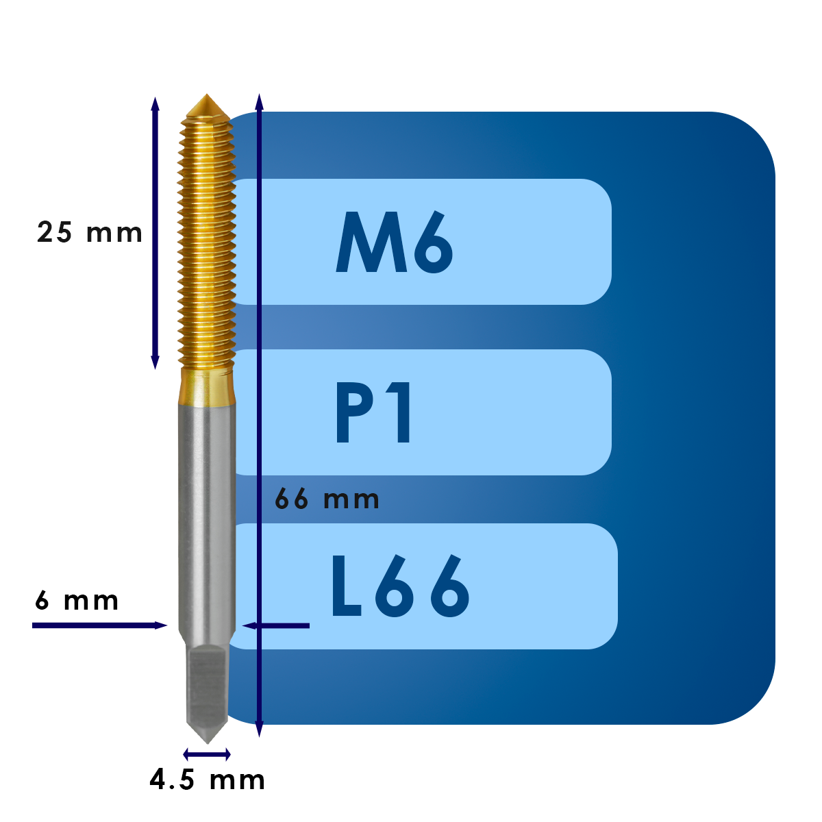 М6 (2) Раскатник М6*p1*c25*l66*d6*c4.5*hss*tin