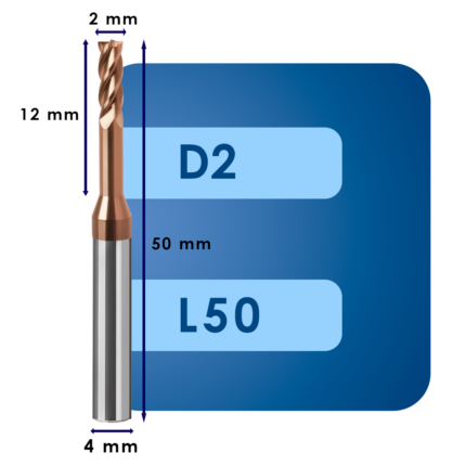 Фреза твердосплавная d2*c12*p55*d4*z4*l50