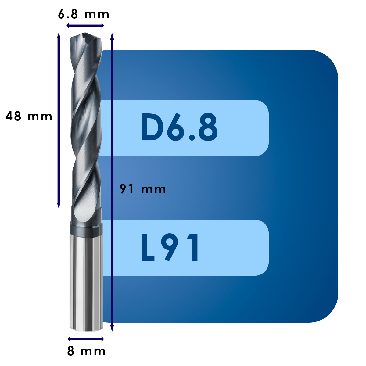 D6.8 L91 Сверло твердосплавное kdg303/1536su05 0680