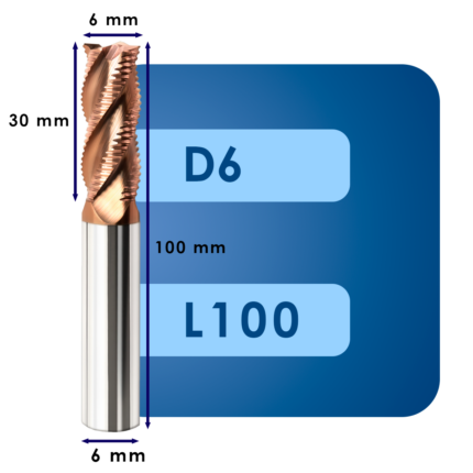 Фреза черновая твердосплавная d6*c30*p55*d6*z4*l100*r