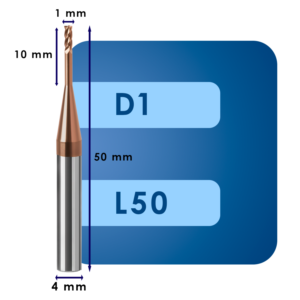 D1 C10 L50 Фреза твердосплавная d1*c10*p55*d4*z4*l50