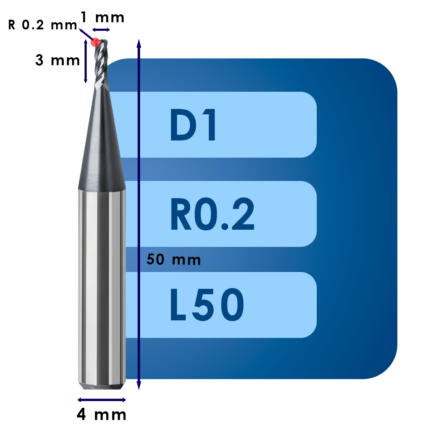 Фреза твердосплавная d1*r0.2*c3*p70*d4*z4*l50