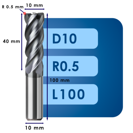 Фреза твердосплавная d10*r0.5*c40*p70*d10*z4*l100