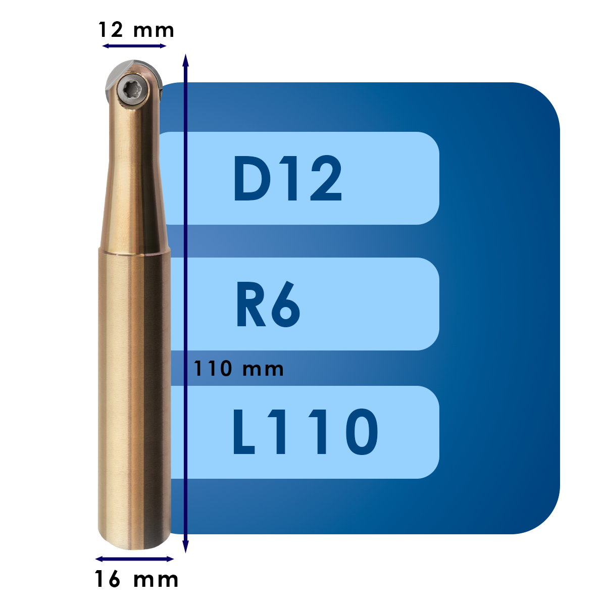 D12 L110 Корпус фрезы bmr02*rohx*d12*r6*d16*z1*l110