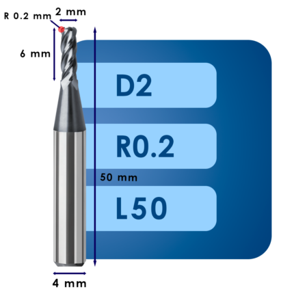 Фреза твердосплавная d2*r0.2*c6*p70*d4*z4*l50