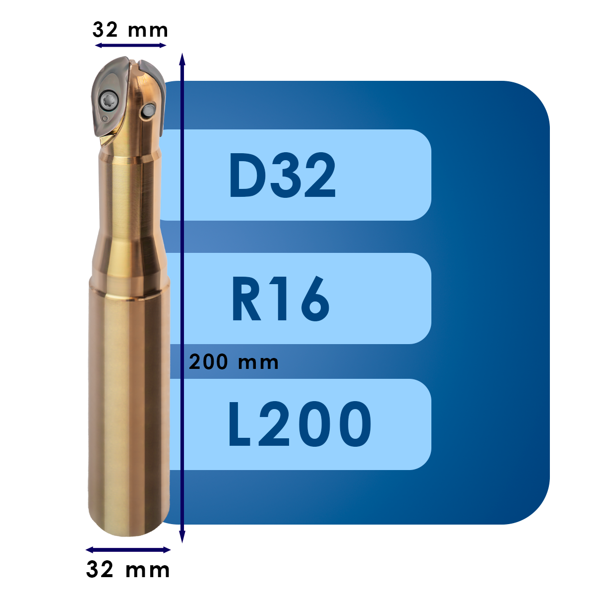 D32 L200 (1) Корпус фрезы bmr03*xpht*d32*r16*d32*z2*l200