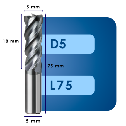 Фреза твердосплавная d5*c18*p70*d5*z4*l75