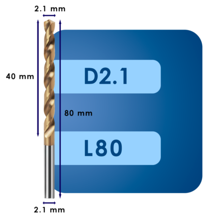 Сверло твердосплавное svd2.1*c40*p55*d2.1*z2*l80