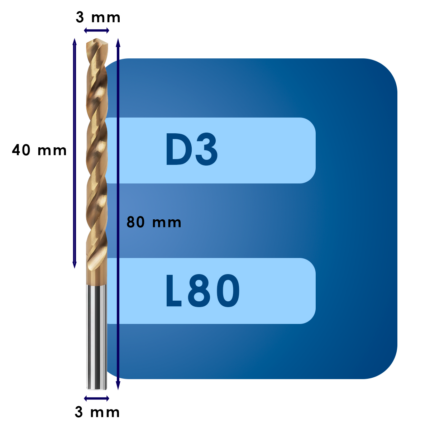 Сверло твердосплавное svd3.0*c40*p55*d3.0*z2*l80