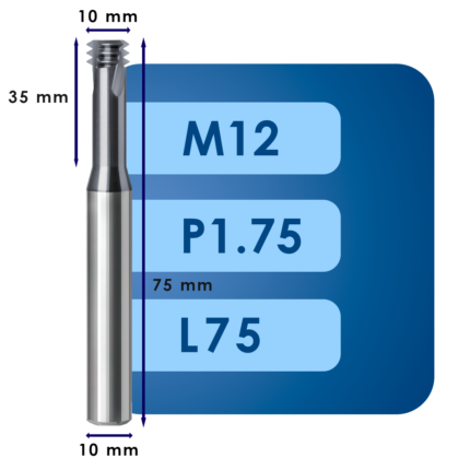 Резьбофреза m12*d10*p1.75*c35*p70*d10*cz3*z4*l75