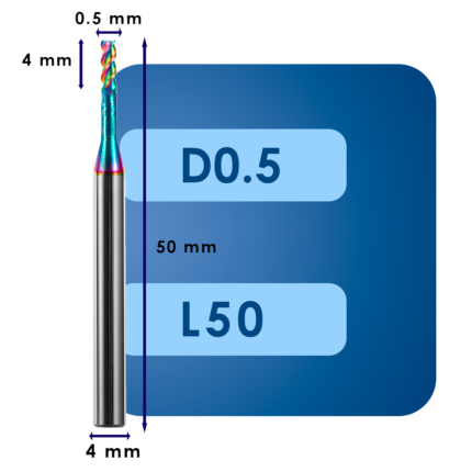 Фреза твердосплавная d0.5*c4*p58*d4*z2*l50 al