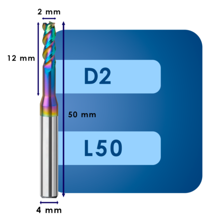 Фреза твердосплавная d2*c12*p58*d4*z3*l50 al