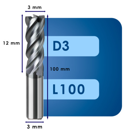 Фреза твердосплавная d3*c12*p70*d3*z4*l100