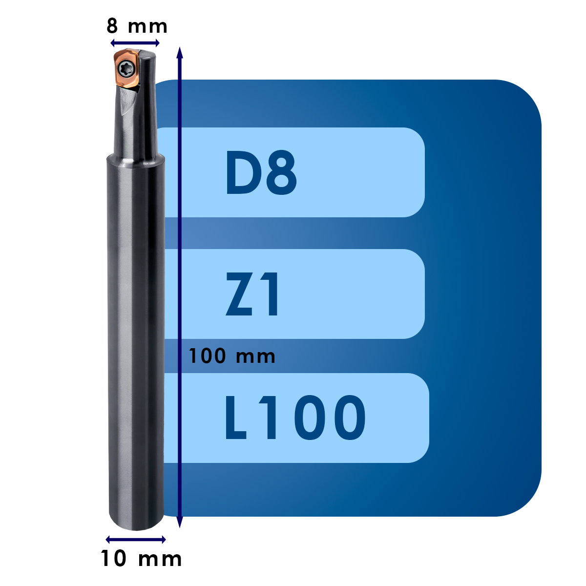 8 Корпус фрезы lnmu02*d8*d10*z1*l100