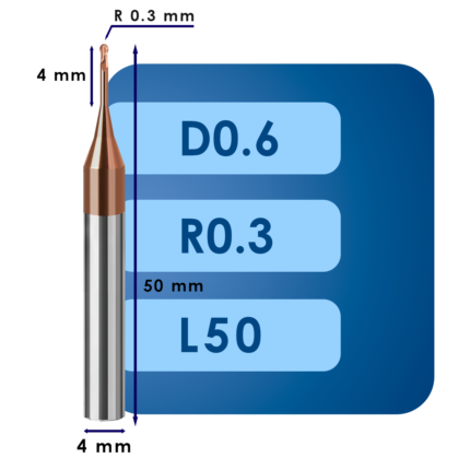 Фреза радиусная d0.6*r0.3*c4*p55*d4*z2*l50