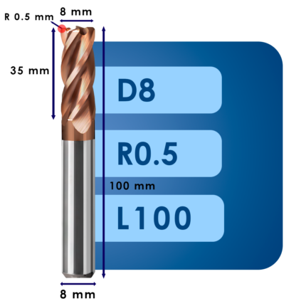 Фреза твердосплавная d8*r0.5*c35*p55*d8*z4*l100