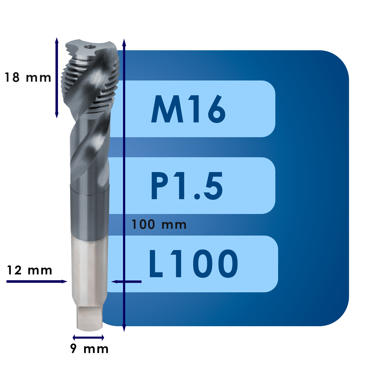М16 р1.5 Машинный метчик для глухих отверстий m16*p1.5*din374c*hsse